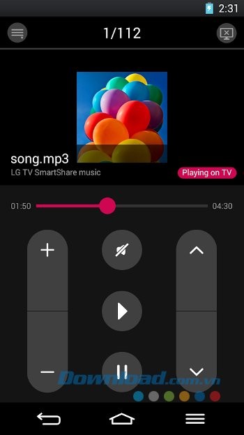 Điều chỉnh MP3 được phát qua LG TV SmartShare – webOS