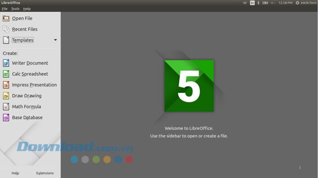 Giao diện chính của LibreOffice Portable