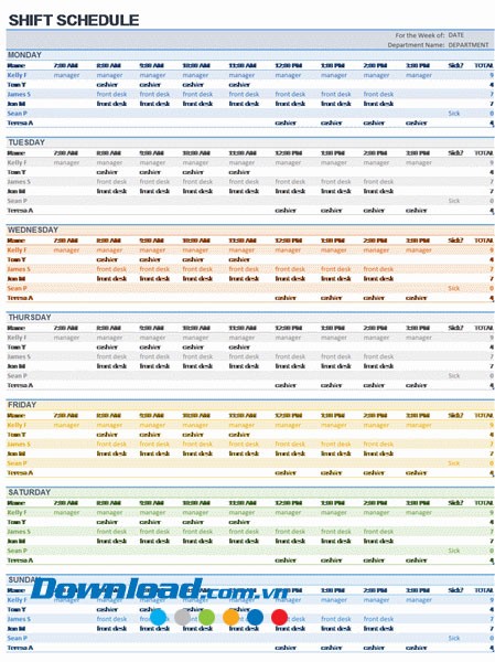 Lịch đổi ca làm việc của nhân viên