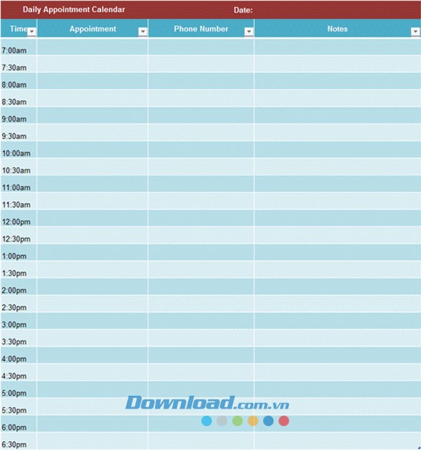 Lịch hẹn hàng ngày