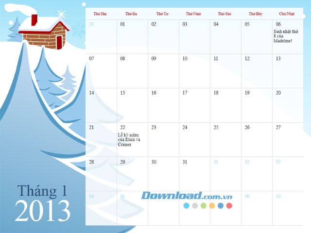 Lịch minh họa theo mùa