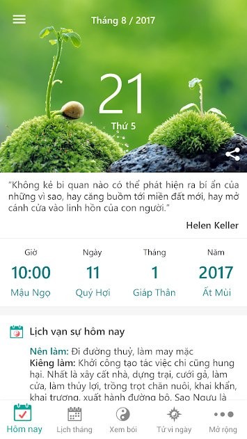 Xem ngày dương lịch trên ứng dụng lịch online Lịch Việt