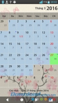 Lịch Việt Nam có giao diện đẹp
