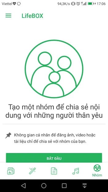 Chia sẻ dữ liệu trên Lifebox