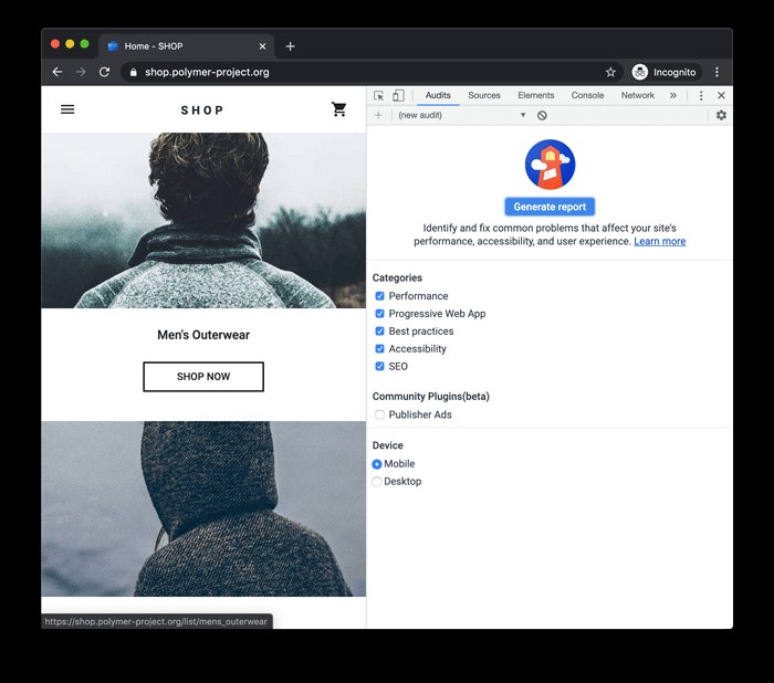Lighthouse trên Chrome