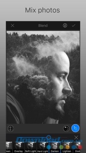 LightX cho iOS hòa trộn hình ảnh