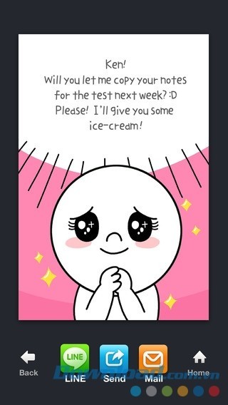 Chia sẻ thiệp điện tử trên mạng LINE, Email, tin nhắn.