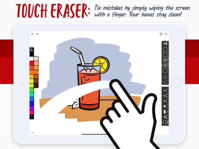 Linea Sketch cho phép bạn tẩy các sai sót trên màn hình bằng ngón tay