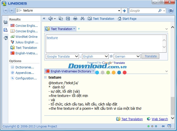 Từ điển Anh Việt trên Lingoes