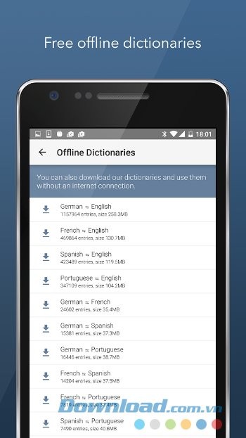 Linguee hỗ trợ từ điển offline
