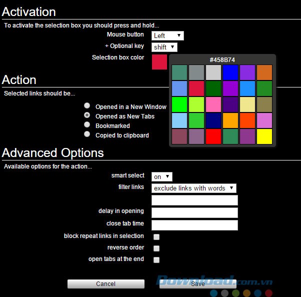 Các lựa chọn cài đặt đa dạng