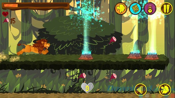Giao diện game phiêu lưu Lion Run