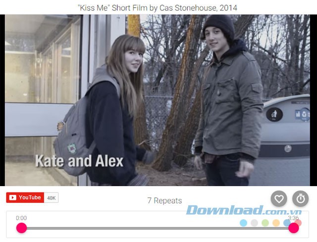 Giao diện ứng dụng phát lại video YouTube