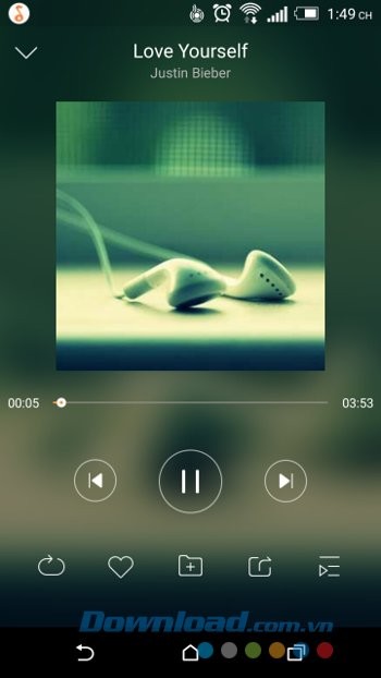 Giao diện nghe nhạc của LISTENit