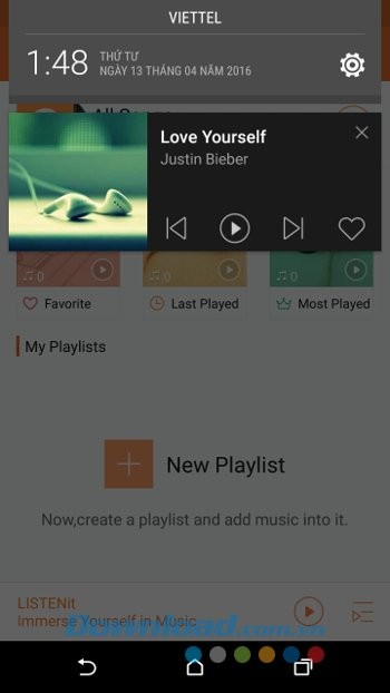 LISTENit hỗ trợ chơi nhạc trên thanh thông báo