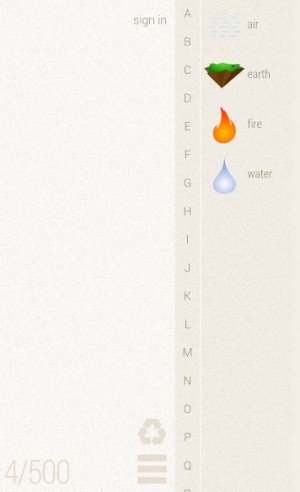 Little Alchemy bắt đầu với 4 vật chất