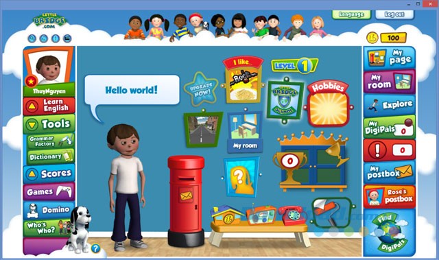 Giao diện vui tươi của ứng dụng Little Bridge English