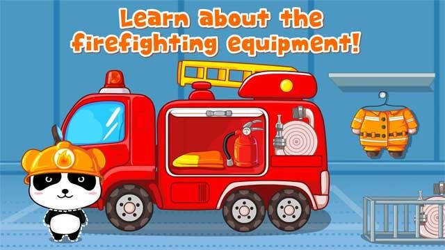 Bé sẽ được tìm hiểu về các thiết bị và vật dụng của lính cứu hỏa trong game Little Fireman for Android