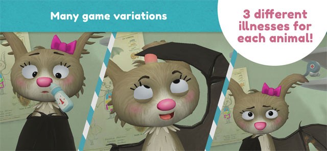 Mỗi người bạn động vật trong Little Fox Animal Doctor mắc 3 căn bệnh khác nhau