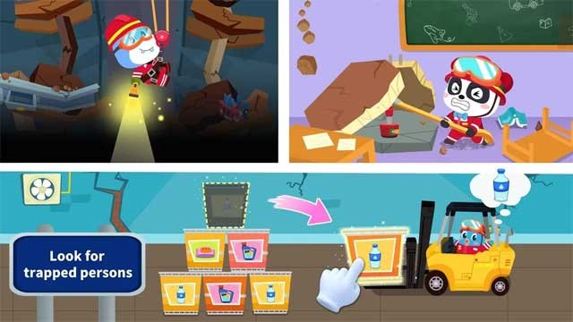 Game có rất nhiều tình huống tương tác để bé trải nghiệm công việc của một nhân viên cứu hộ