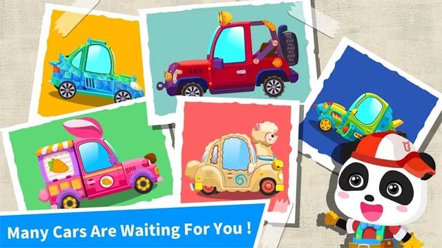Vô số những mẫu xe tuyệt vời đang chờ bé khám phá trong Little Panda's Auto Repair Shop for Android