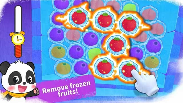 Nối ít nhất 3 trái cây bị đóng băng cùng loại để nhận được một mảnh huy hiệu