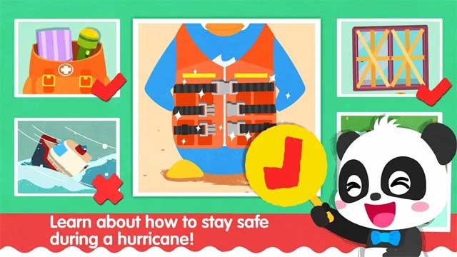 Học cách giữ an toàn khi có bão xảy ra với game Little Panda's Weather: Hurricane Android
