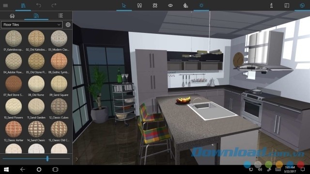 Tùy chỉnh ô gạch lát bằng ứng dụng thiết kế nhà ở Live Home 3D cho máy tính & Windows Phone
