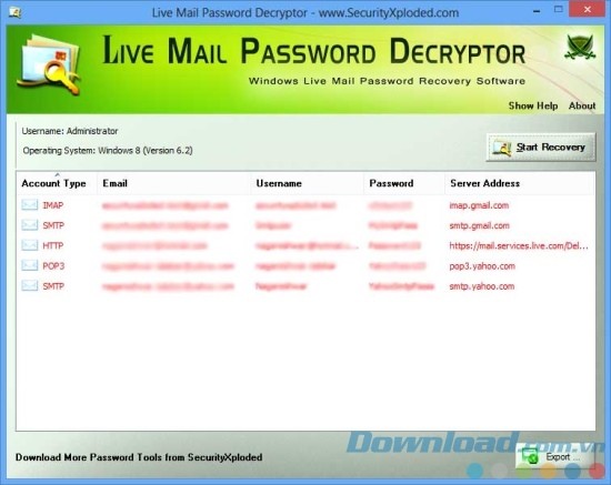 Live Mail Password Decryptor