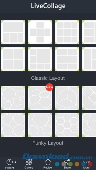 Sử dụng template có sẵn trong LiveCollage