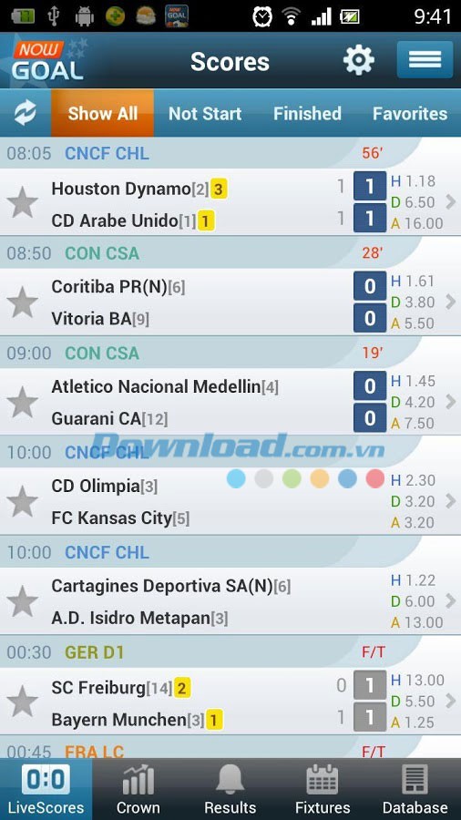Livescore odds for Android