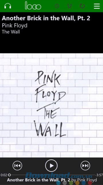 Hình ảnh hiển thị bài hát đang phát