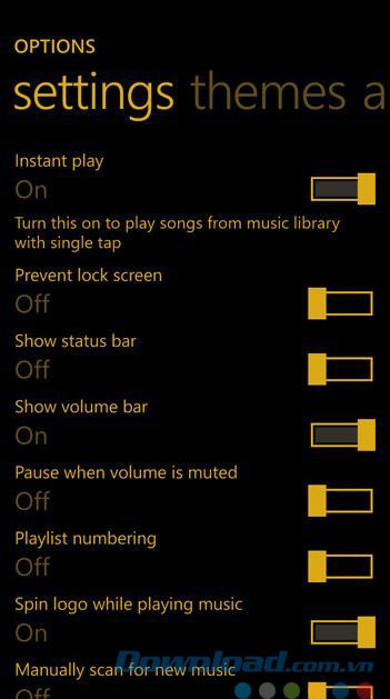 Các lựa chọn cài đặt ứng dụng