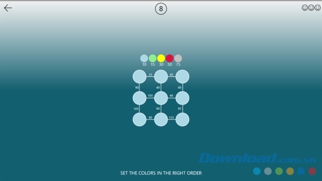 Sắp xếp các màu sắc theo đúng trình tự trong game trí tuệ miễn phí Logicos cho máy tính và Windows Phone