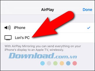 Lựa chọn tên hiển thị máy tính có cài LonelyScreen