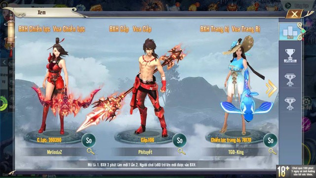 Bảng xếp hạng sức mạnh trong Long Chiến Thương Khung