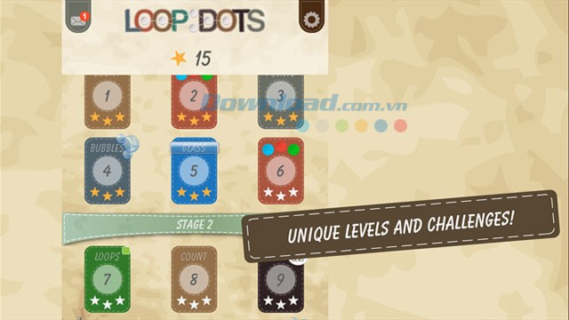 Các cấp độ trong Loop Dots