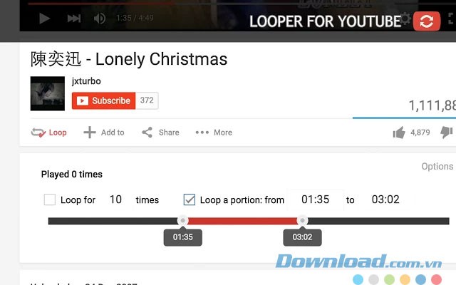 Tiện ích tự động phát lại video cho YouTube