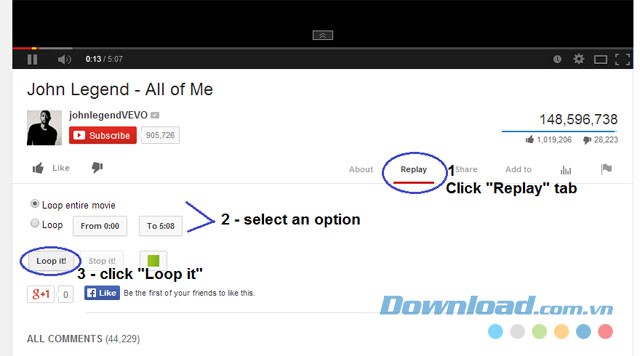 Phát lại video YouTube không cần replay