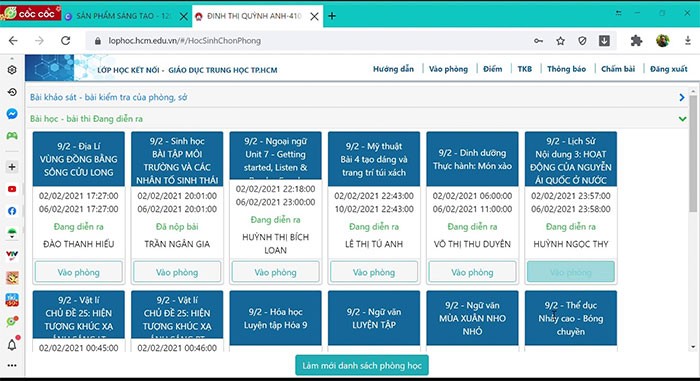 Lớp học kết nối lophoc.hcm.edu.vn