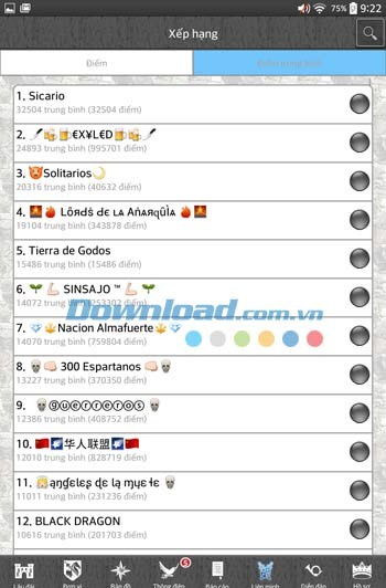 Xem xếp hạng của các liên minh trong Lords & Knights