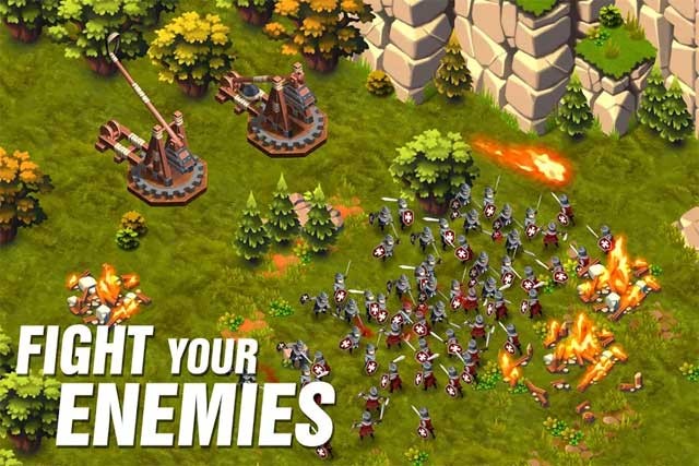 Tập hợp quân đội và chiến đấu chống lại kẻ thù trong Lords & Castles for Android