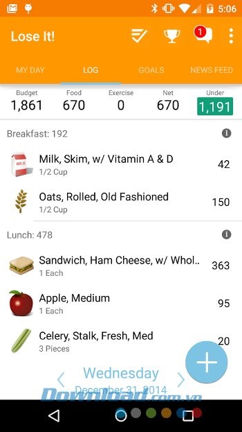 Xây dựng chế độ ăn uống hợp lý với Lose It!
