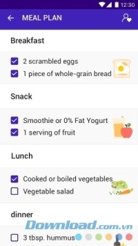 Chế độ ăn kiêng trên Lose Weight in 30 Days cho Android