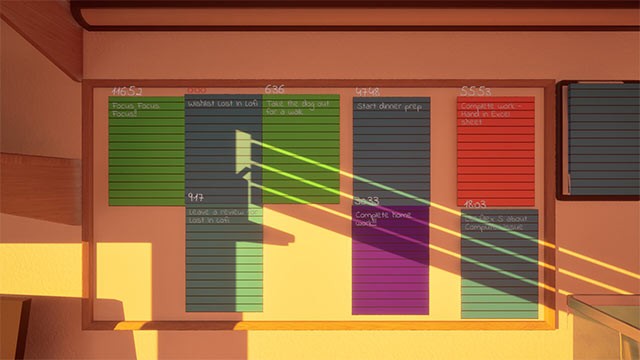 Tạo ghi chú và nỗ lực hoàn thành công việc đúng hạn với đồng hồ đếm giờ của Lost In Lofi game