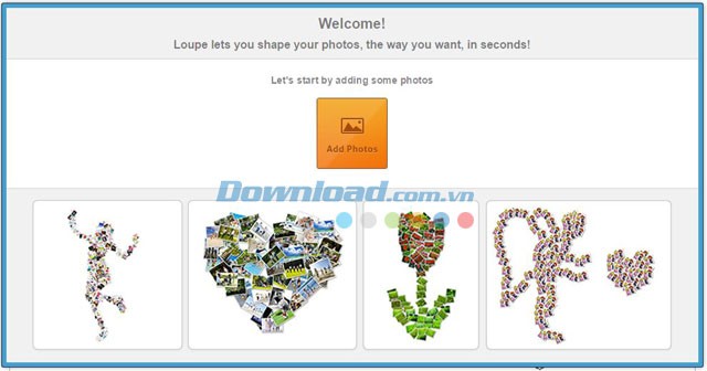 Giao diện chính của Loupe Collage