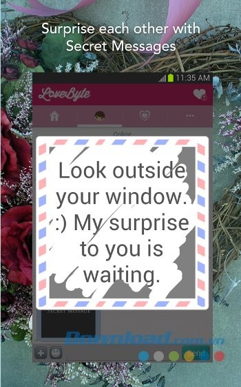 Tính năng tin nhắn bí mật của LoveByte cho Android