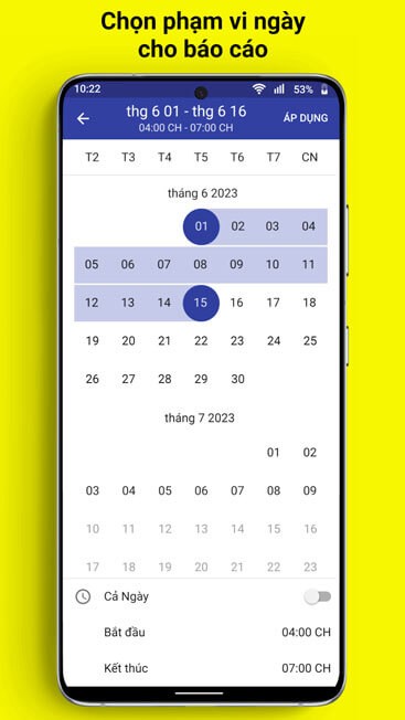Chọn ngày báo cáo
