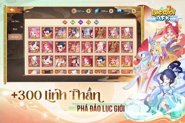 Hơn 300 Linh Thần cho người chơi lựa chọn, sáng tạo đội hình.