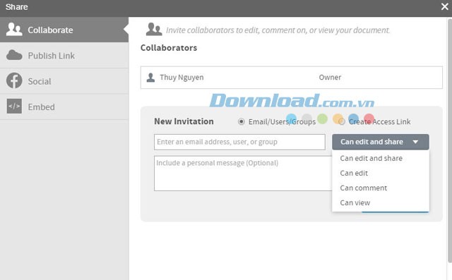 Tính năng chia sẻ